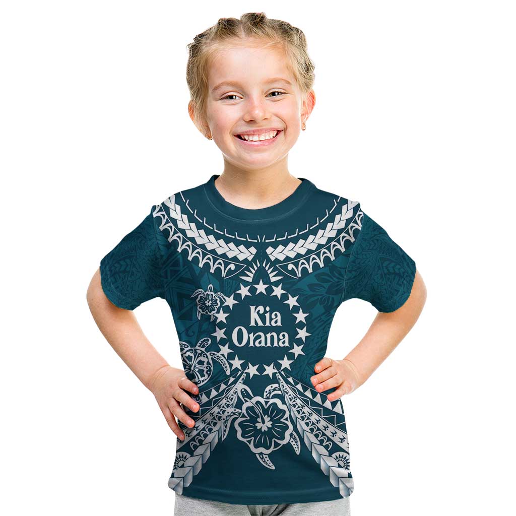 Kia Orana Cook Islands Kid T Shirt Polynesian Turtle Crowberry Blue Color LT14 Crowberry Blue - Polynesian Pride