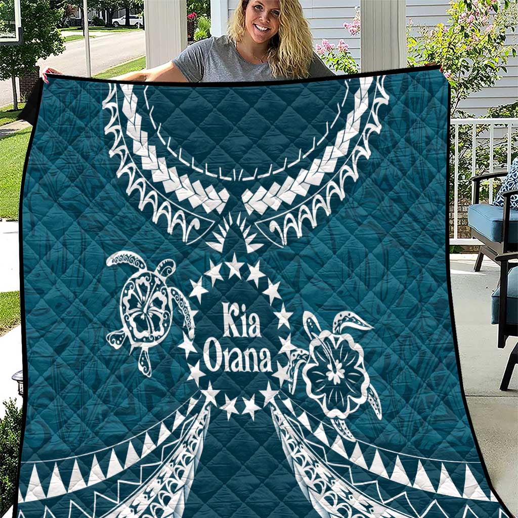 Kia Orana Cook Islands Quilt Polynesian Turtle Crowberry Blue Color LT14 Crowberry Blue - Polynesian Pride