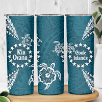 Kia Orana Cook Islands Skinny Tumbler Polynesian Turtle Crowberry Blue Color LT14 - Polynesian Pride
