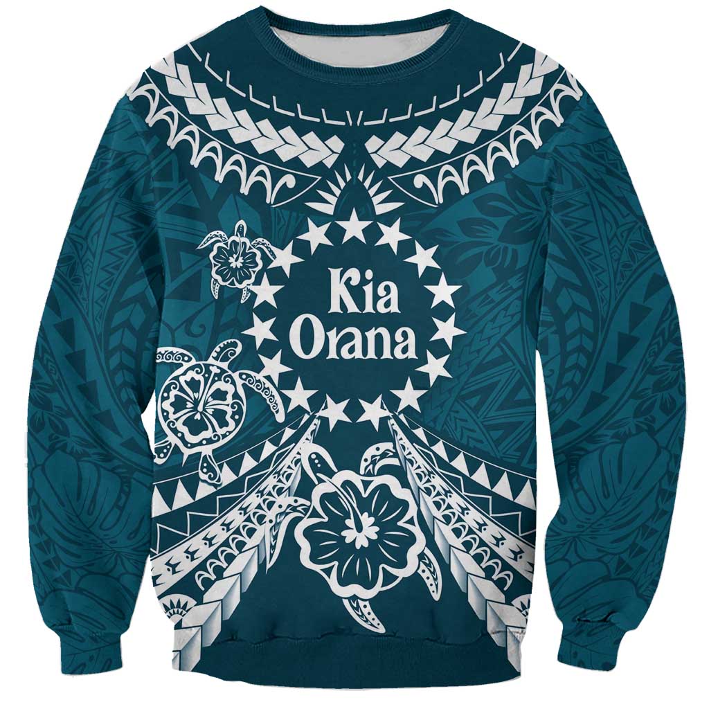 Kia Orana Cook Islands Sweatshirt Polynesian Turtle Crowberry Blue Color LT14 Unisex Crowberry Blue - Polynesian Pride