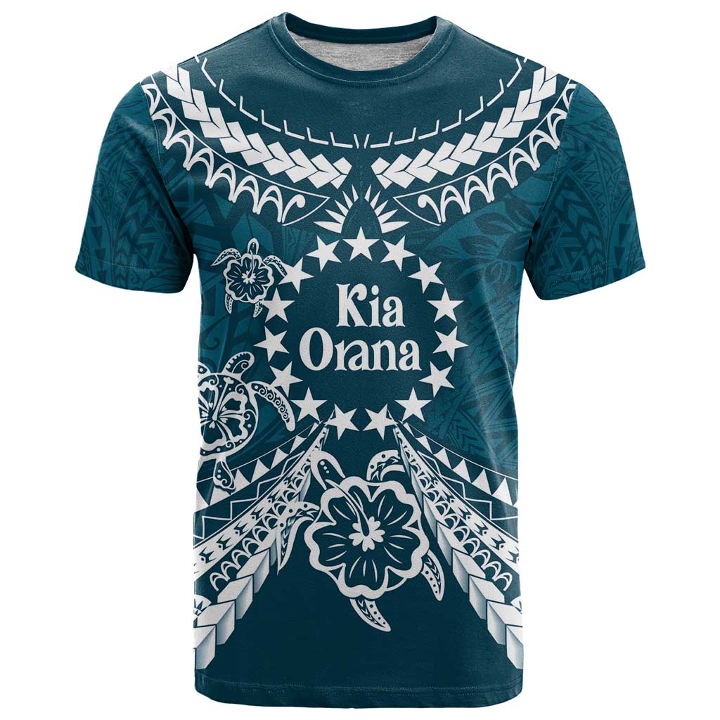 Kia Orana Cook Islands T Shirt Polynesian Turtle Crowberry Blue Color LT14 Crowberry Blue - Polynesian Pride