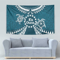 Kia Orana Cook Islands Tapestry Polynesian Turtle Crowberry Blue Color LT14 - Polynesian Pride