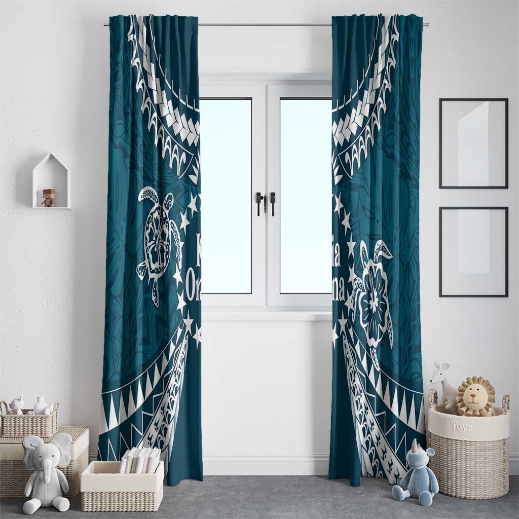 Kia Orana Cook Islands Window Curtain Polynesian Turtle Crowberry Blue Color