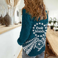 Kia Orana Cook Islands Women Casual Shirt Polynesian Turtle Crowberry Blue Color LT14 - Polynesian Pride
