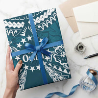 Kia Orana Cook Islands Wrapping Paper Polynesian Turtle Crowberry Blue Color - Polynesian Pride