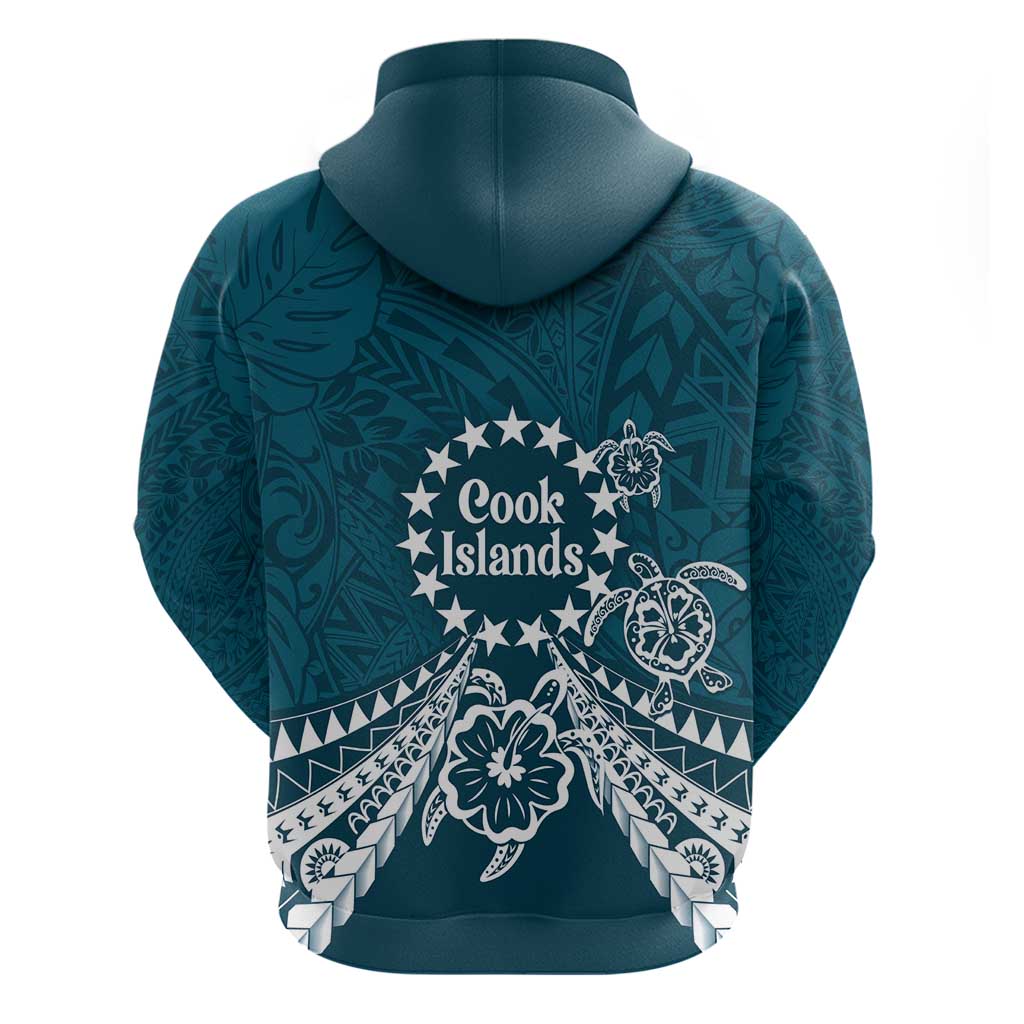 Kia Orana Cook Islands Zip Hoodie Polynesian Turtle Crowberry Blue Color