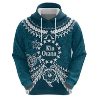 Kia Orana Cook Islands Zip Hoodie Polynesian Turtle Crowberry Blue Color