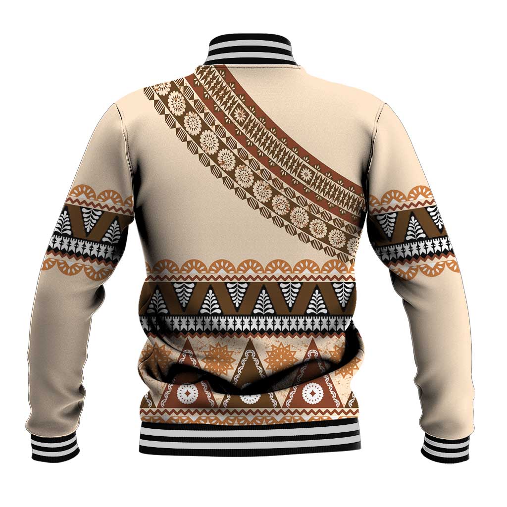 Bula Fiji Baseball Jacket 2025 Pasifika Traditional Fijian Masi