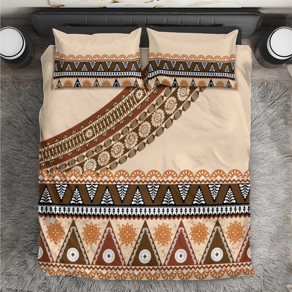 Bula Fiji Bedding Set 2025 Pasifika Traditional Fijian Masi LT14 Beige - Polynesian Pride