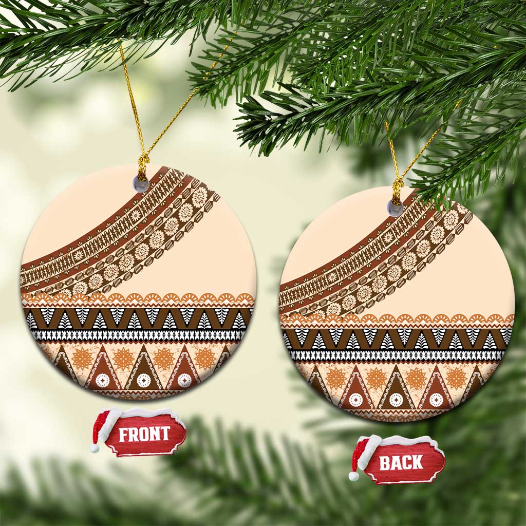 Bula Fiji Ceramic Ornament 2025 Pasifika Traditional Fijian Masi - Polynesian Pride