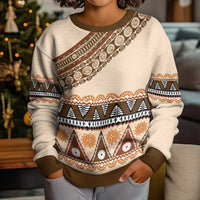 Bula Fiji Kid Ugly Christmas Sweater 2025 Pasifika Traditional Fijian Masi - Polynesian Pride