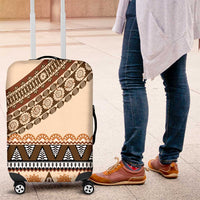 Bula Fiji Luggage Cover 2025 Pasifika Traditional Fijian Masi LT14 Beige - Polynesian Pride