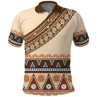 Bula Fiji Polo Shirt 2025 Pasifika Traditional Fijian Masi LT14 Beige - Polynesian Pride