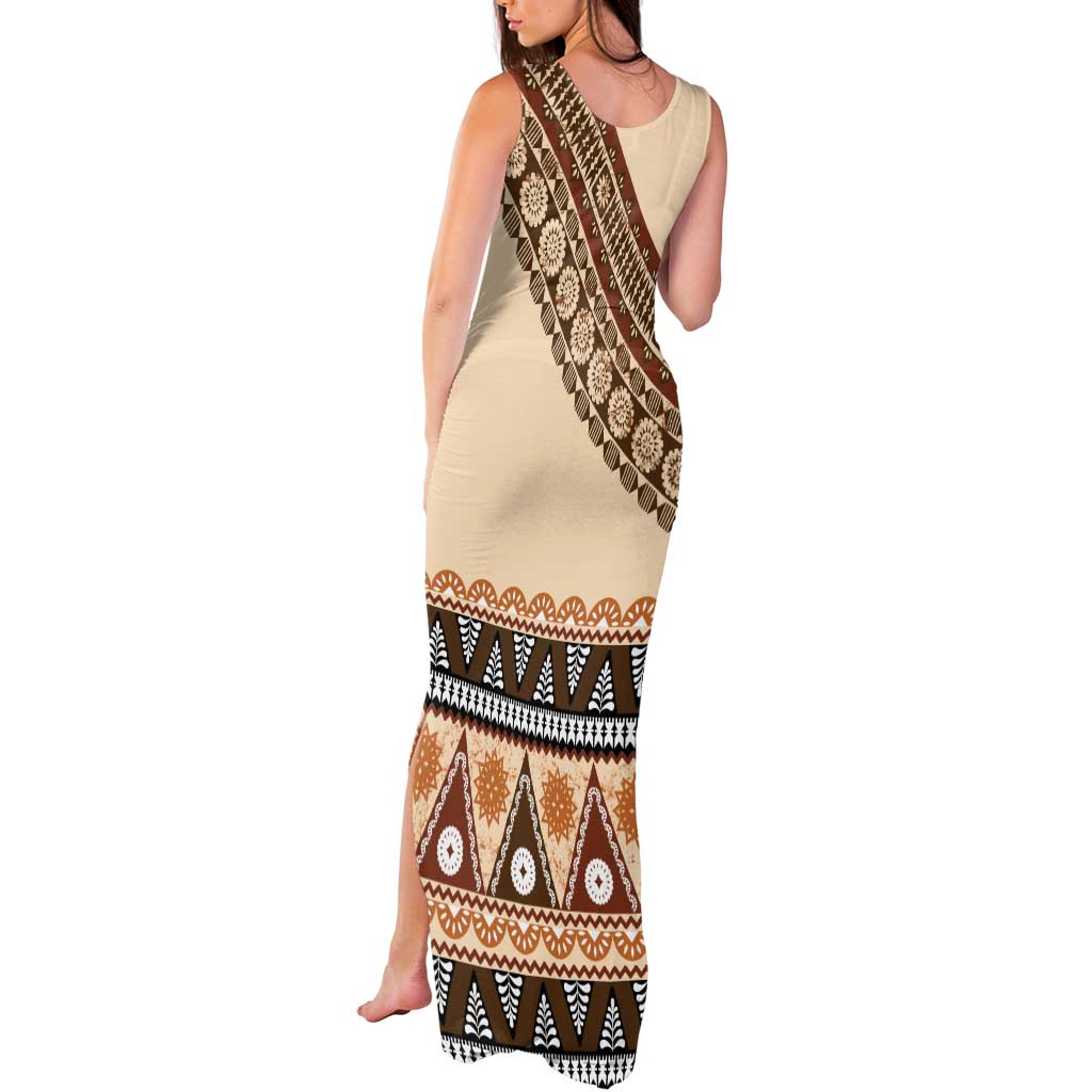 Bula Fiji Tank Maxi Dress 2025 Pasifika Traditional Fijian Masi