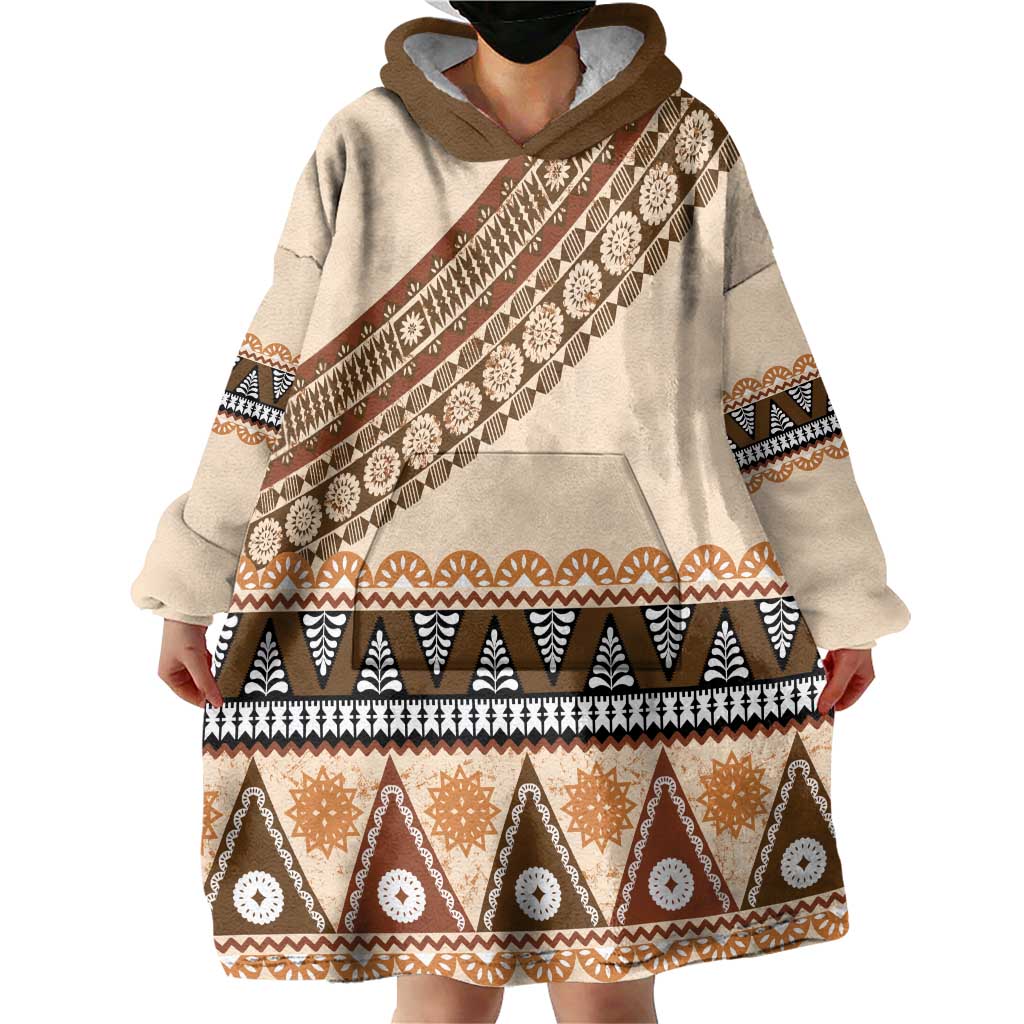 Bula Fiji Wearable Blanket Hoodie 2025 Pasifika Traditional Fijian Masi LT14 - Polynesian Pride