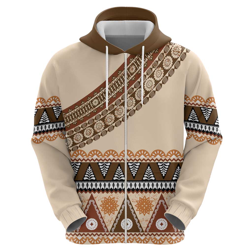 Bula Fiji Zip Hoodie 2025 Pasifika Traditional Fijian Masi LT14 - Polynesian Pride