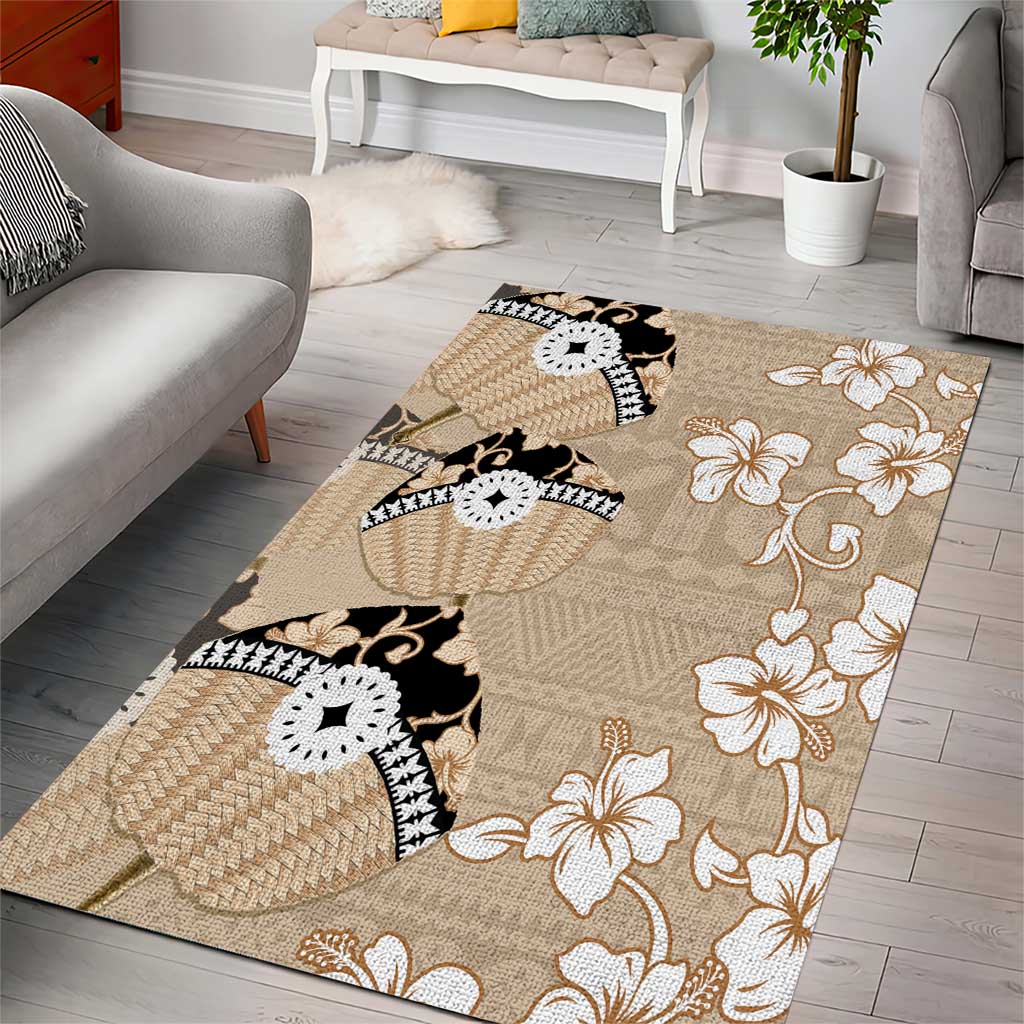 Bula Fiji Iri Buli Area Rug Woven Fan With Fijian Tapa LT14 - Polynesian Pride