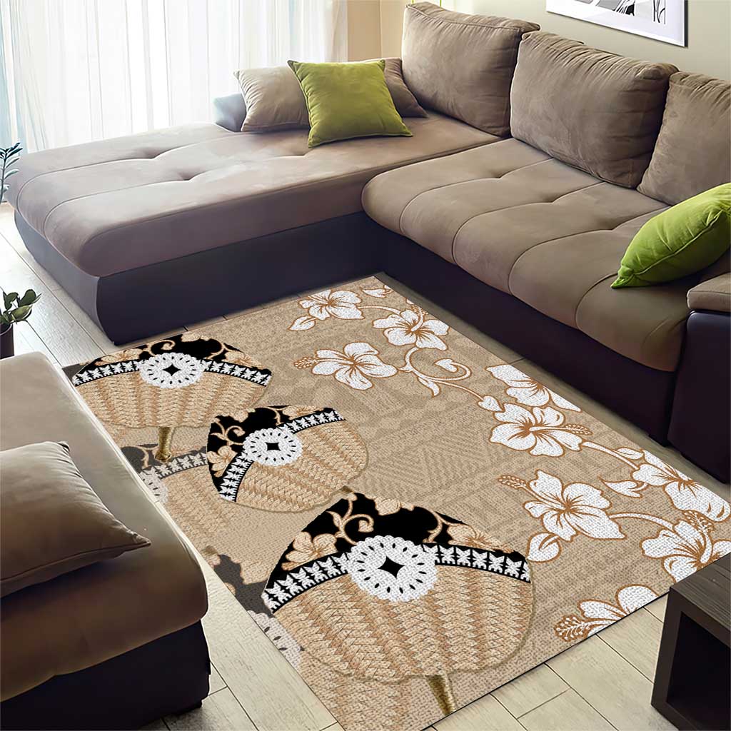 Bula Fiji Iri Buli Area Rug Woven Fan With Fijian Tapa LT14 - Polynesian Pride