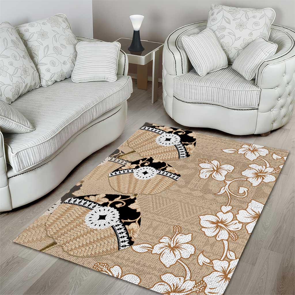 Bula Fiji Iri Buli Area Rug Woven Fan With Fijian Tapa LT14 - Polynesian Pride