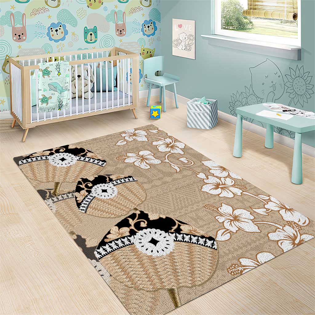 Bula Fiji Iri Buli Area Rug Woven Fan With Fijian Tapa LT14 - Polynesian Pride