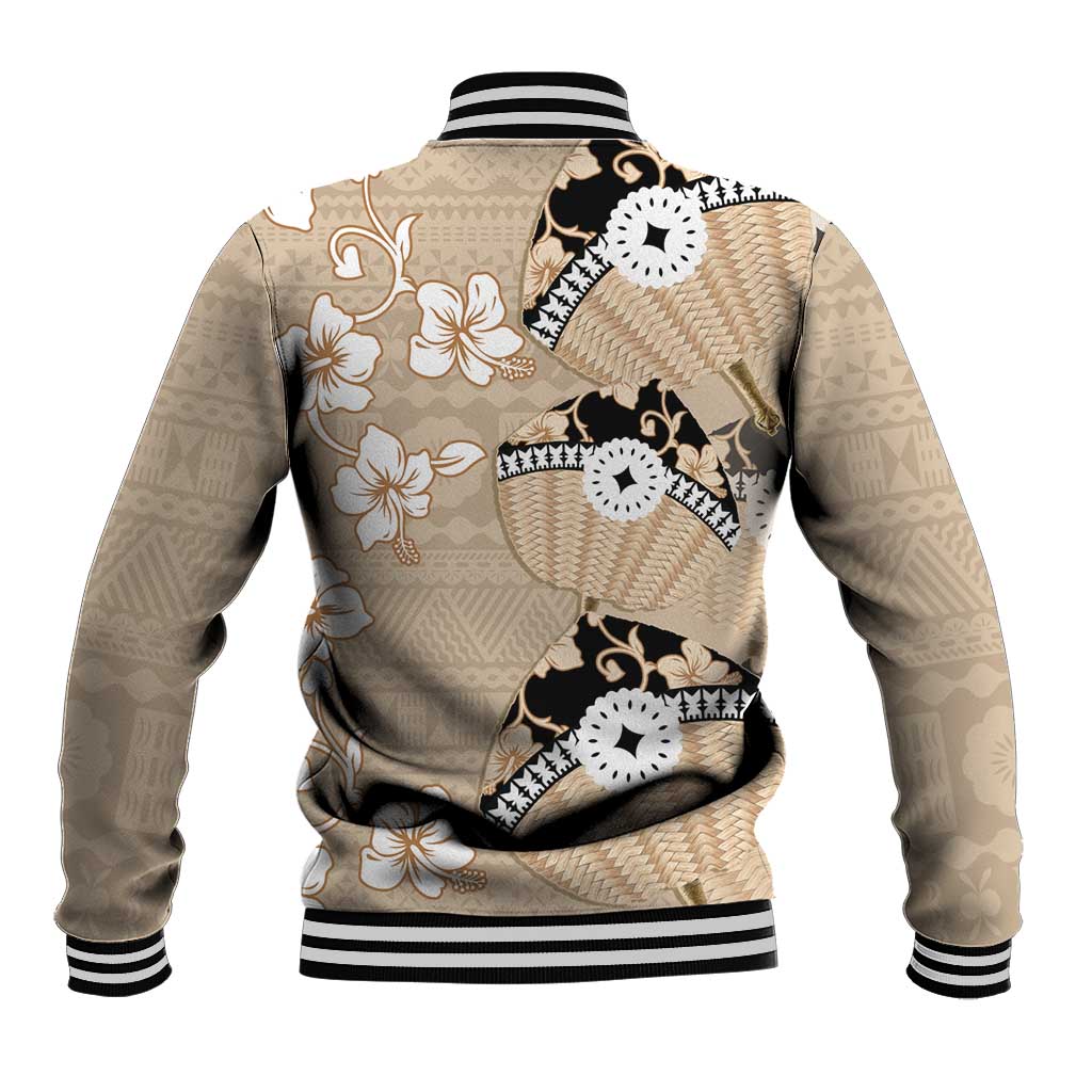 Bula Fiji Iri Buli Baseball Jacket Woven Fan With Fijian Tapa