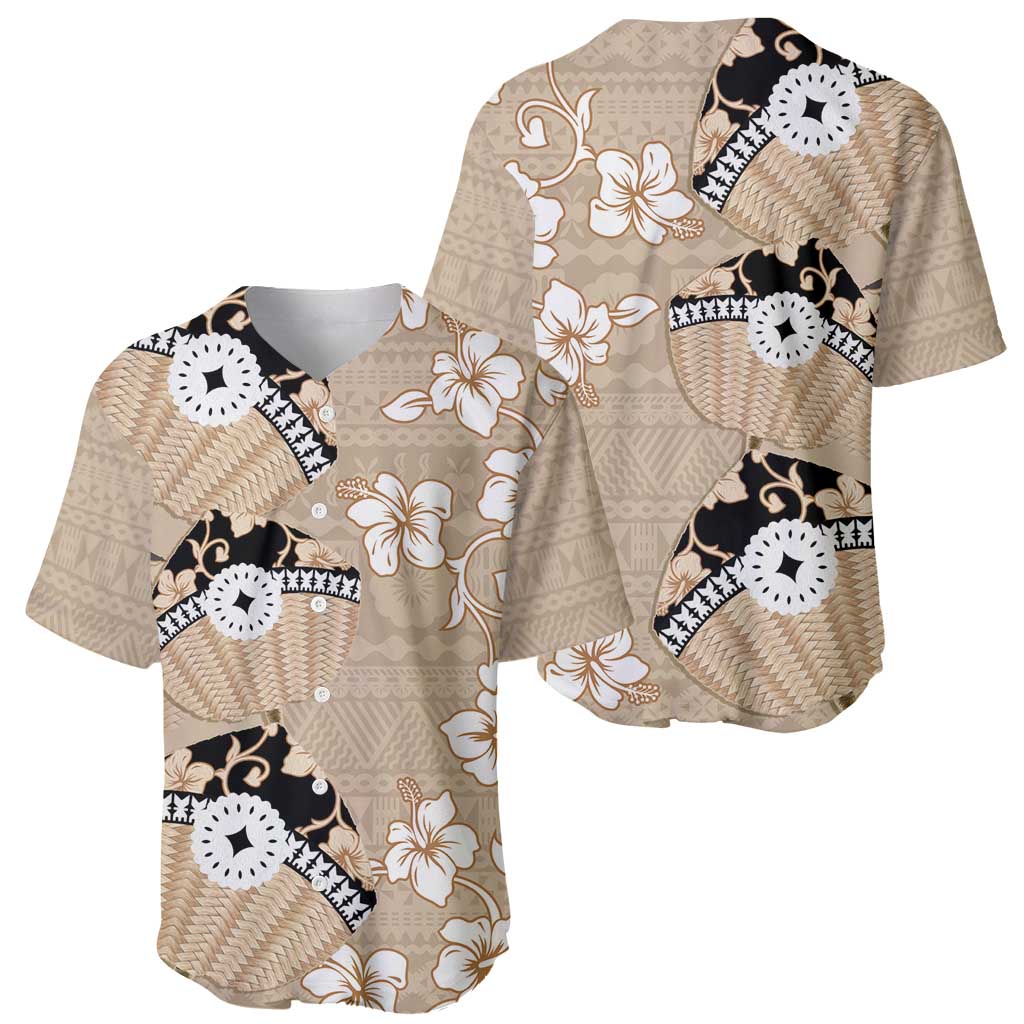 Bula Fiji Iri Buli Baseball Jersey Woven Fan With Fijian Tapa