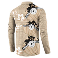 Bula Fiji Iri Buli Button Sweatshirt Woven Fan With Fijian Tapa