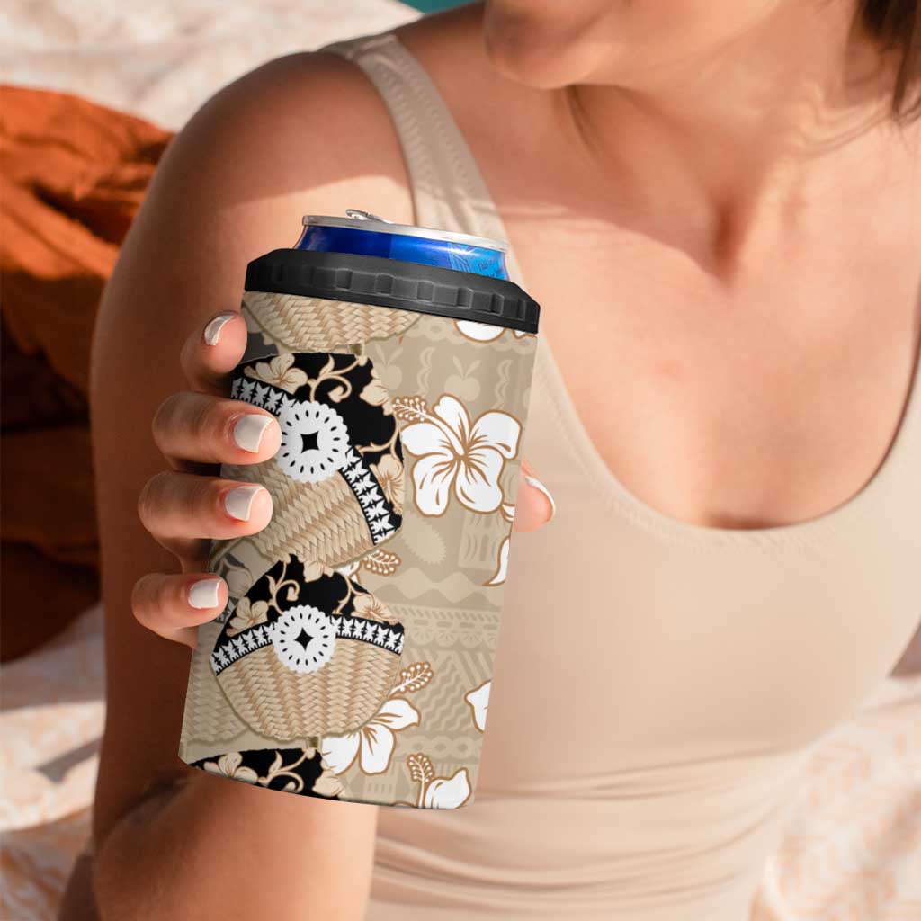 Bula Fiji Iri Buli 4 in 1 Can Cooler Tumbler Woven Fan With Fijian Tapa