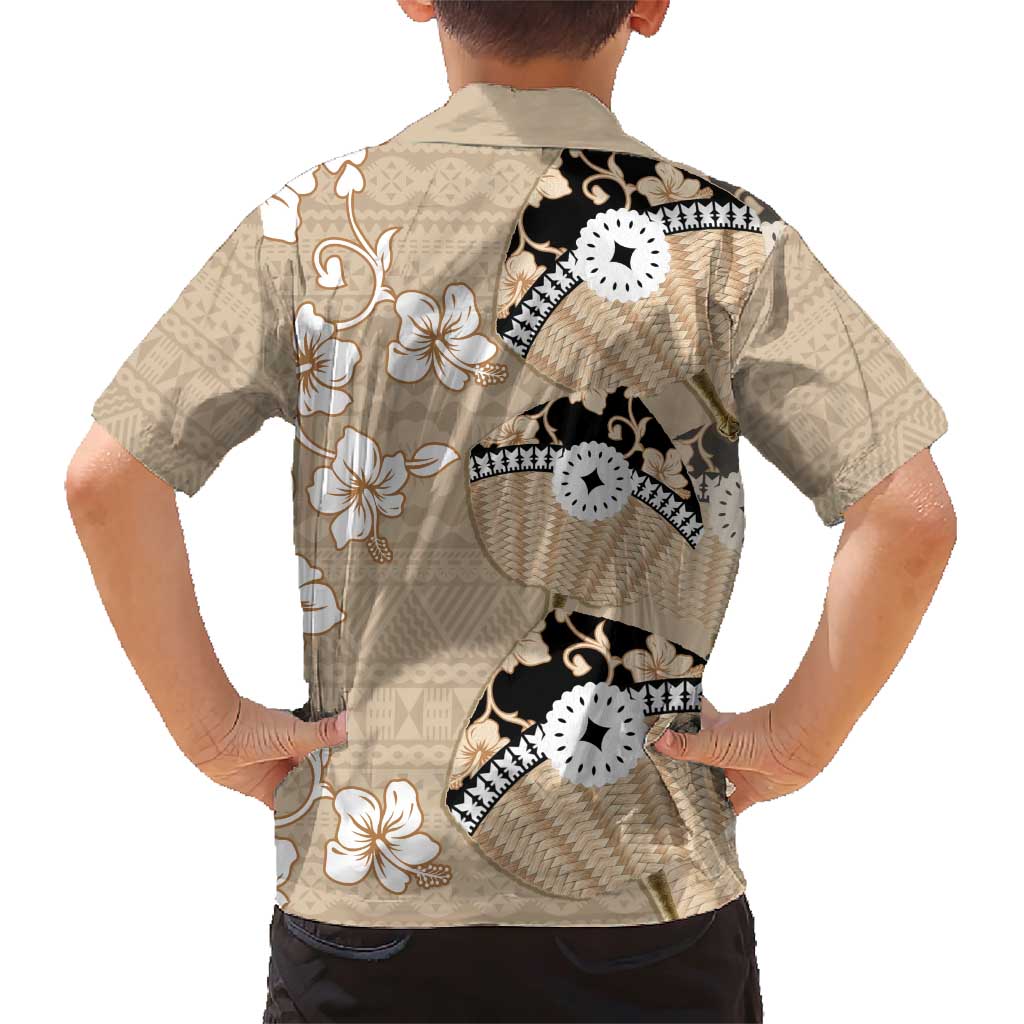 Bula Fiji Iri Buli Family Matching Short Sleeve Bodycon Dress and Hawaiian Shirt Woven Fan With Fijian Tapa