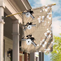 Bula Fiji Iri Buli Garden Flag Woven Fan With Fijian Tapa LT14 House Flag Beige - Polynesian Pride