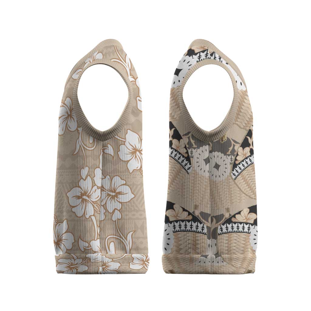 Bula Fiji Iri Buli Christmas Knitted V-Neck Vest Woven Fan With Fijian Tapa - Polynesian Pride