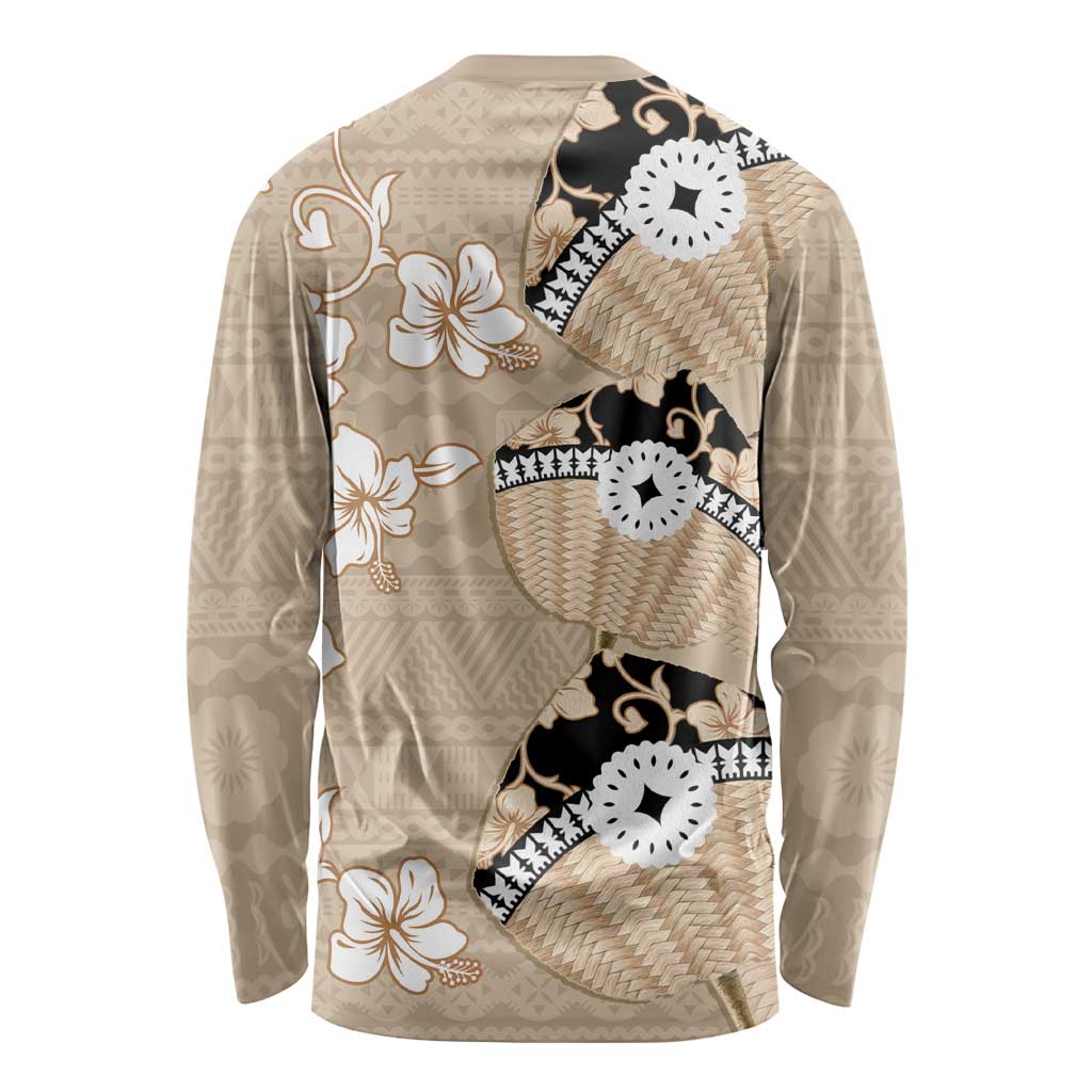 Bula Fiji Iri Buli Long Sleeve Shirt Woven Fan With Fijian Tapa