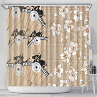 Bula Fiji Iri Buli Shower Curtain Woven Fan With Fijian Tapa LT14 - Polynesian Pride