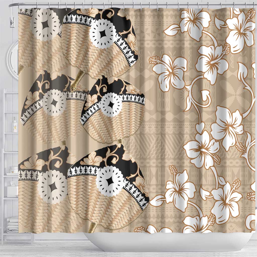 Bula Fiji Iri Buli Shower Curtain Woven Fan With Fijian Tapa LT14 - Polynesian Pride
