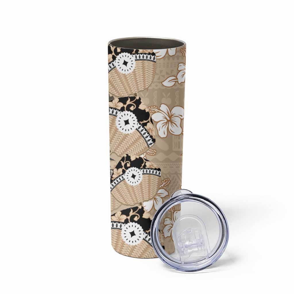Bula Fiji Iri Buli Skinny Tumbler Woven Fan With Fijian Tapa