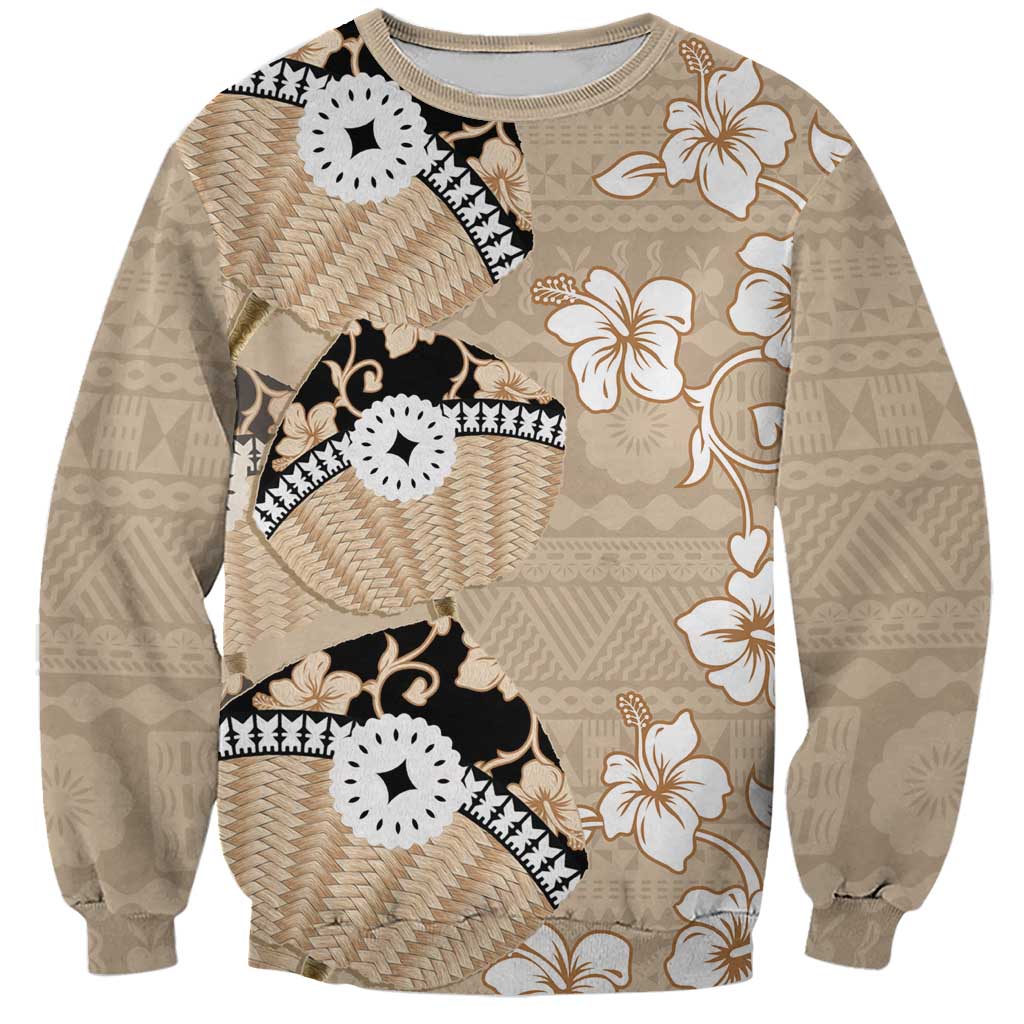 Bula Fiji Iri Buli Sweatshirt Woven Fan With Fijian Tapa