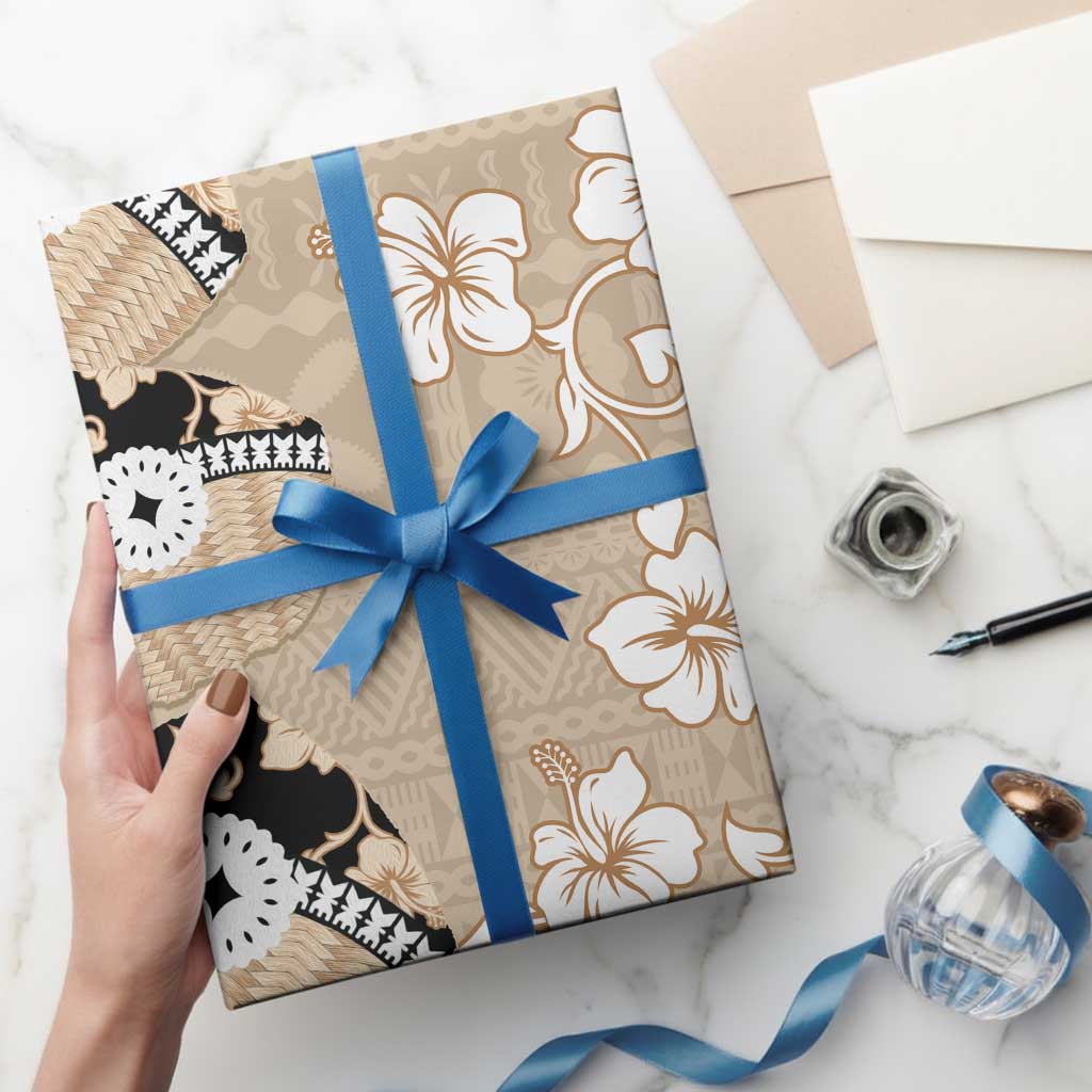 Bula Fiji Iri Buli Wrapping Paper Woven Fan With Fijian Tapa - Polynesian Pride