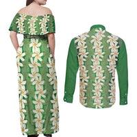 Ia Orana Tahiti Tiare Maori Seamless Style Couples Matching Off Shoulder Maxi Dress and Long Sleeve Button Shirt LT14 - Polynesian Pride
