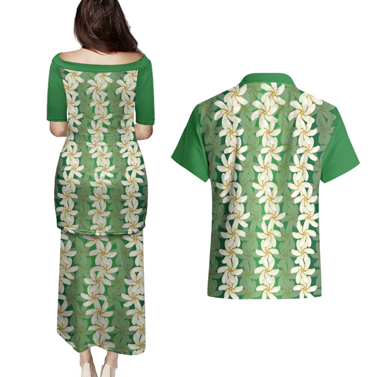 Ia Orana Tahiti Tiare Maori Seamless Style Couples Matching Puletasi and Hawaiian Shirt LT14 - Polynesian Pride