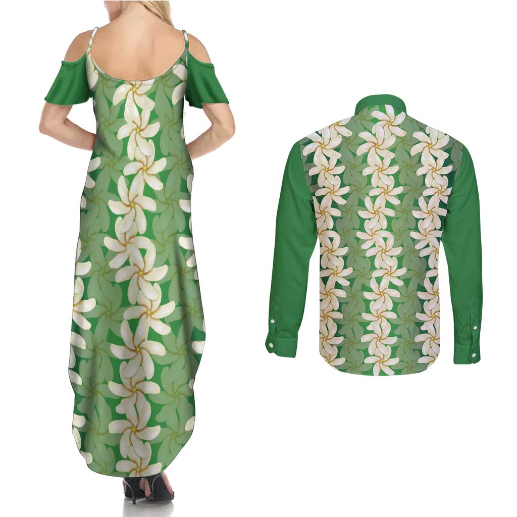 Ia Orana Tahiti Tiare Maori Seamless Style Couples Matching Summer Maxi Dress and Long Sleeve Button Shirt LT14 - Polynesian Pride