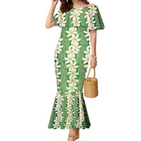 Ia Orana Tahiti Tiare Maori Seamless Style Family Matching Mermaid Dress and Hawaiian Shirt LT14 Mom's Dress Green - Polynesian Pride