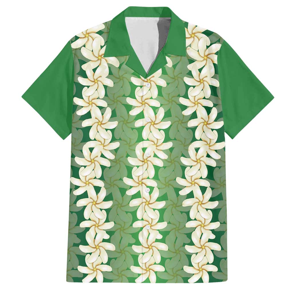 Ia Orana Tahiti Tiare Maori Seamless Style Family Matching Off Shoulder Short Dress and Hawaiian Shirt LT14 Dad's Shirt - Short Sleeve Green - Polynesian Pride
