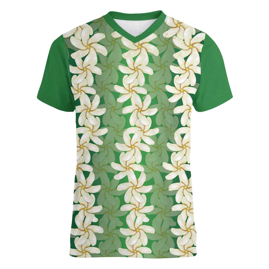 Ia Orana Tahiti Tiare Maori Seamless Style Women V-Neck T-Shirt LT14 Female Green - Polynesian Pride