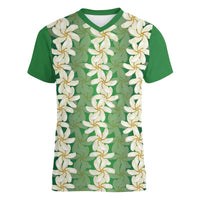 Ia Orana Tahiti Tiare Maori Seamless Style Women V-Neck T-Shirt LT14 Female Green - Polynesian Pride