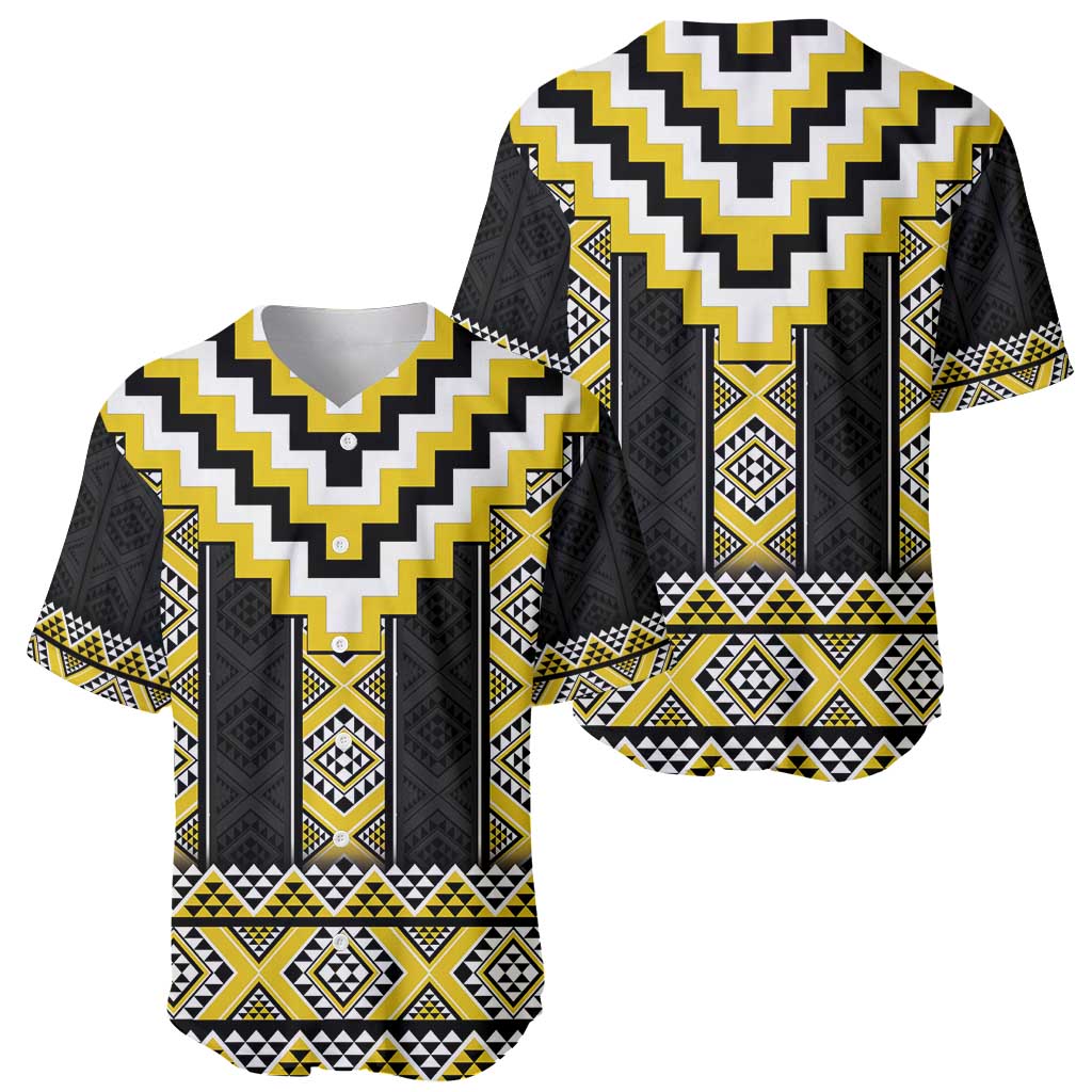 Yellow Taniko Aotearoa Baseball Jersey Niho Taniwha Mix Poutama LT14 - Polynesian Pride