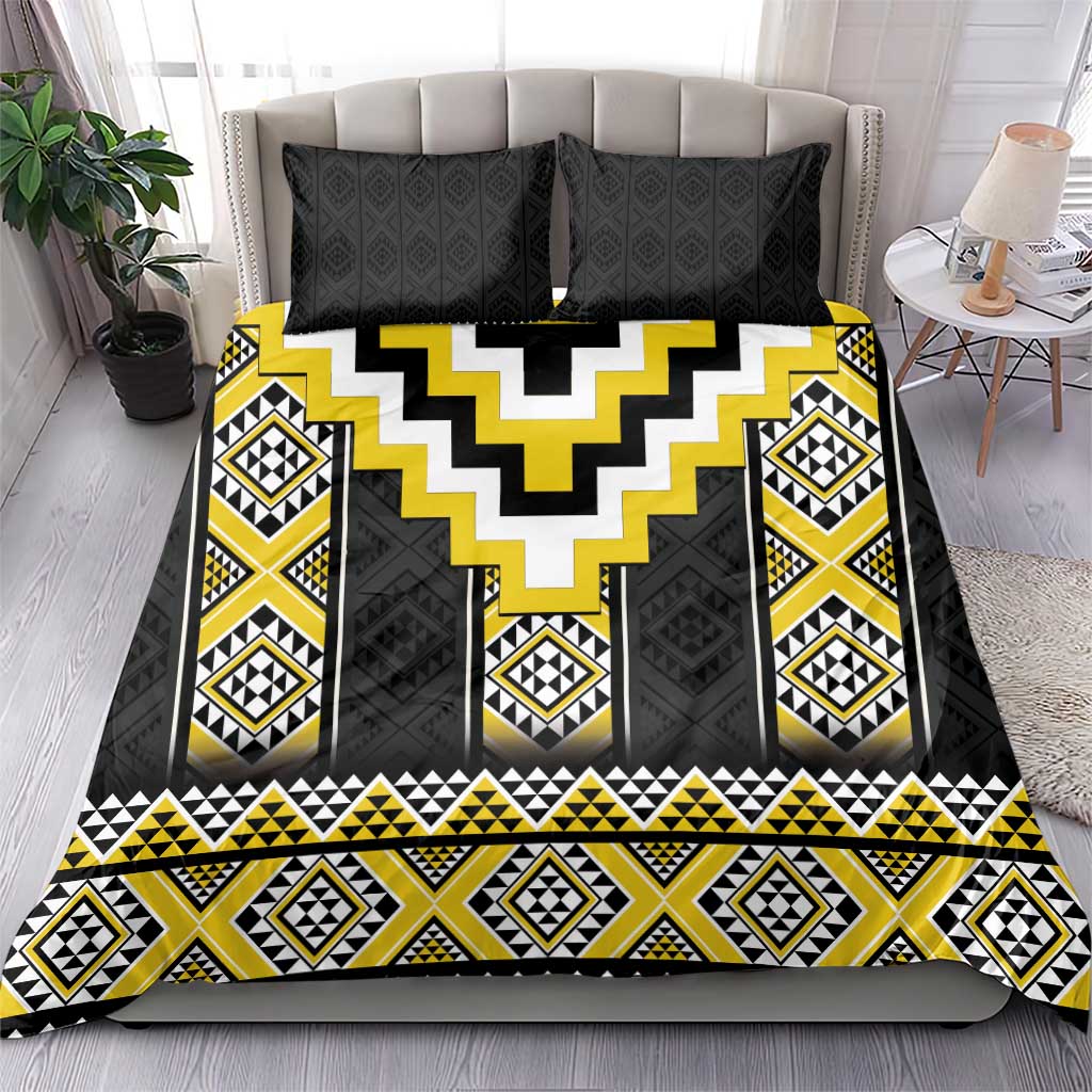 Yellow Taniko Aotearoa Bedding Set Niho Taniwha Mix Poutama LT14 - Polynesian Pride