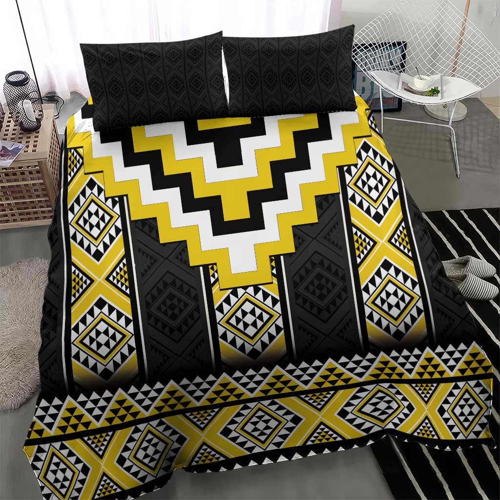 Yellow Taniko Aotearoa Bedding Set Niho Taniwha Mix Poutama LT14 - Polynesian Pride