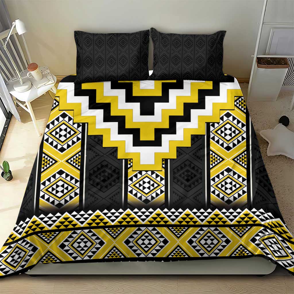 Yellow Taniko Aotearoa Bedding Set Niho Taniwha Mix Poutama LT14 - Polynesian Pride