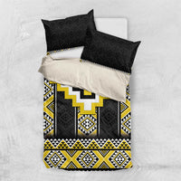 Yellow Taniko Aotearoa Bedding Set Niho Taniwha Mix Poutama LT14 US Twin 172cm x 218cm Yellow - Polynesian Pride