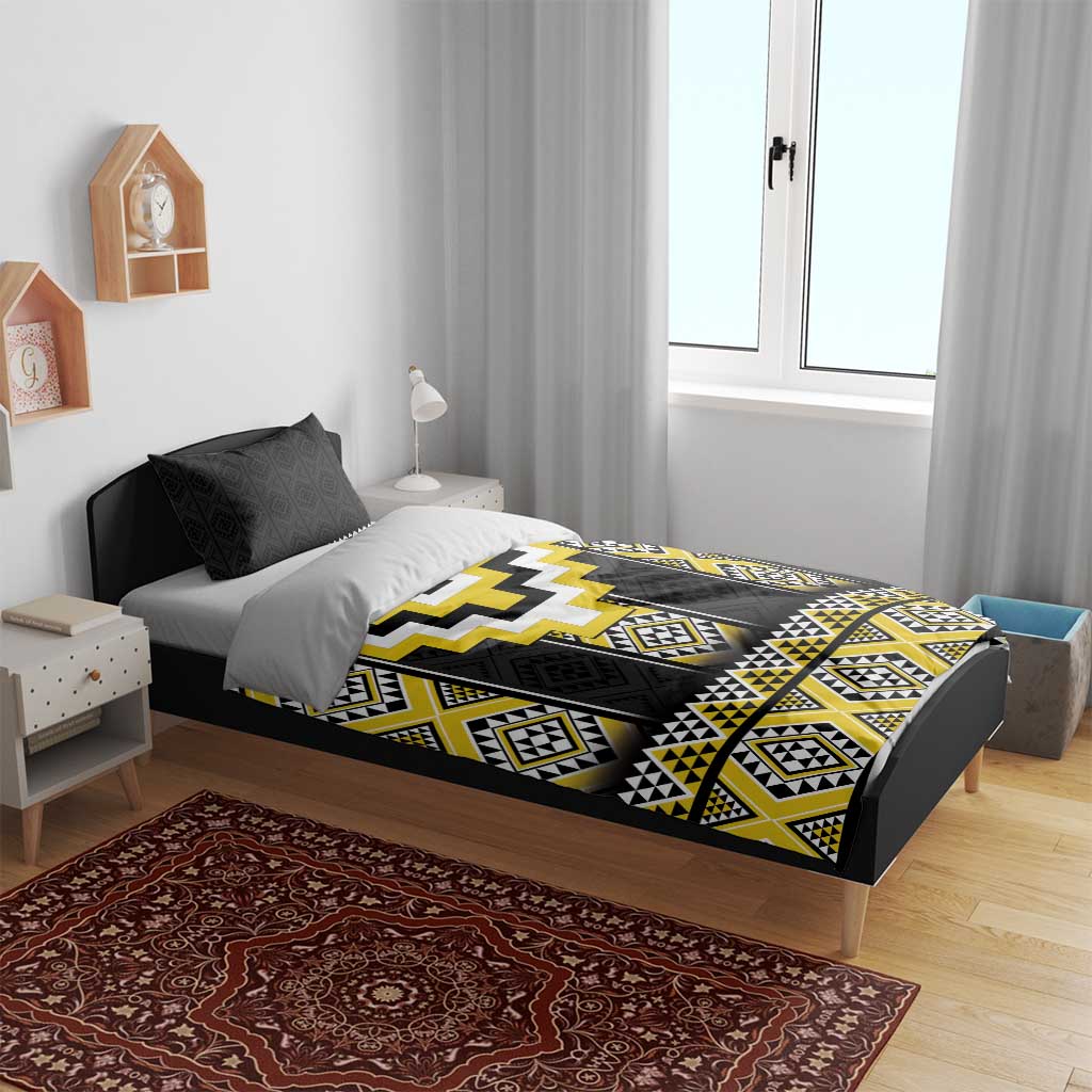 Yellow Taniko Aotearoa Bedding Set Niho Taniwha Mix Poutama LT14 - Polynesian Pride